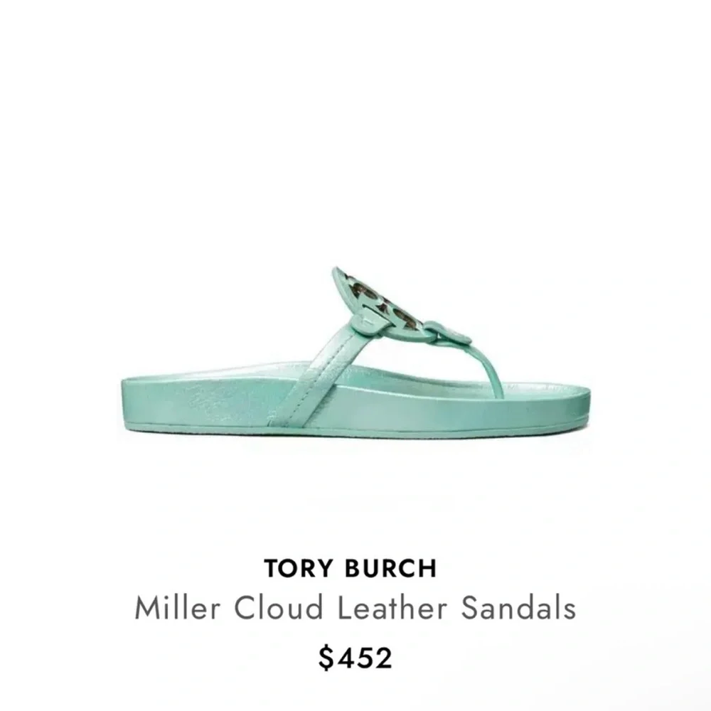 TORY BURCH MILLER CLOUD METALLIC LEATHER AUDREY BLUE 400 SIZE US 8  NEW